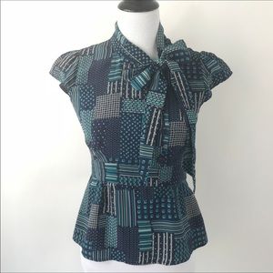 Anthropologie Odille 100% Silk Peplum Top